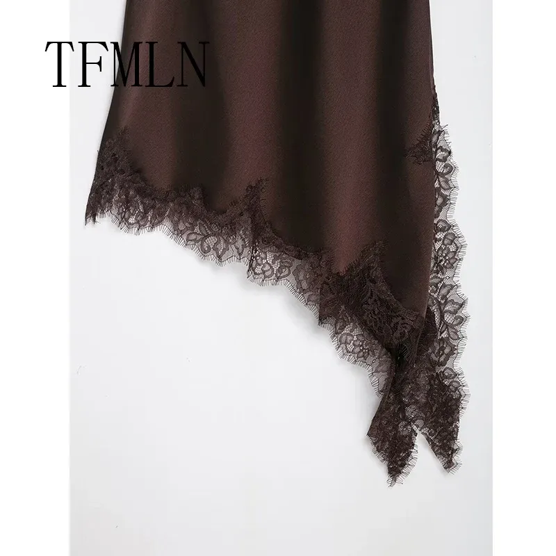 Women's Sexy Lace Splicing Mini Dress - Solid Sleeveless Asymmetrical Backless Party Sling Dress for Summer thumbnail 5