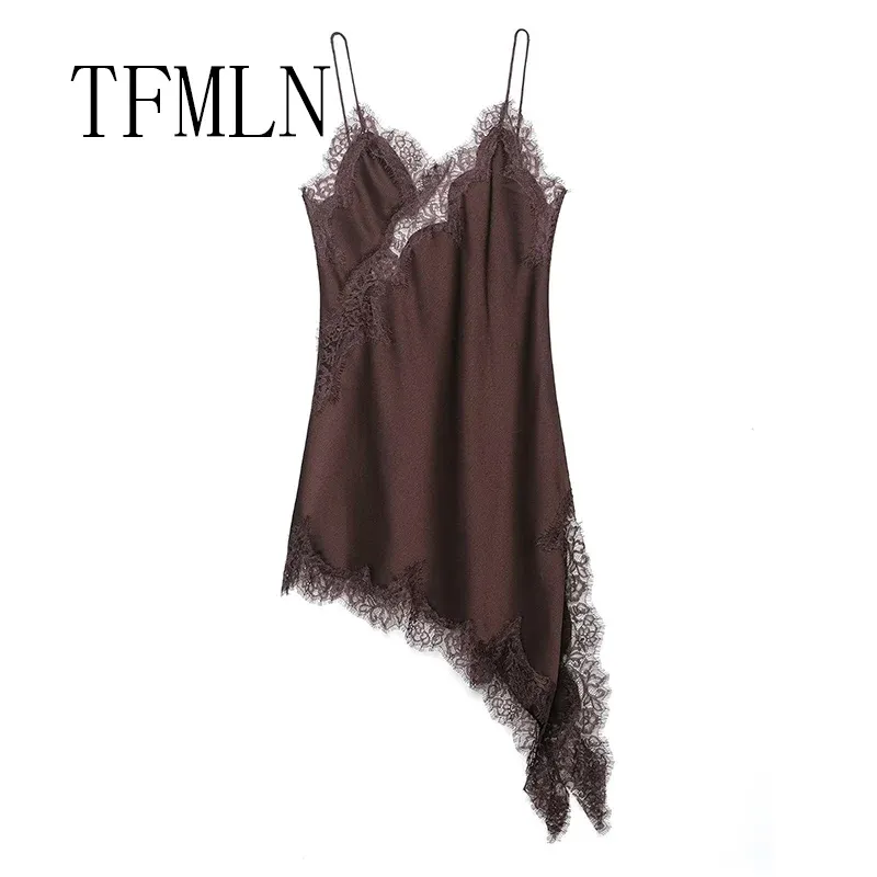 Women's Sexy Lace Splicing Mini Dress - Solid Sleeveless Asymmetrical Backless Party Sling Dress for Summer thumbnail 2