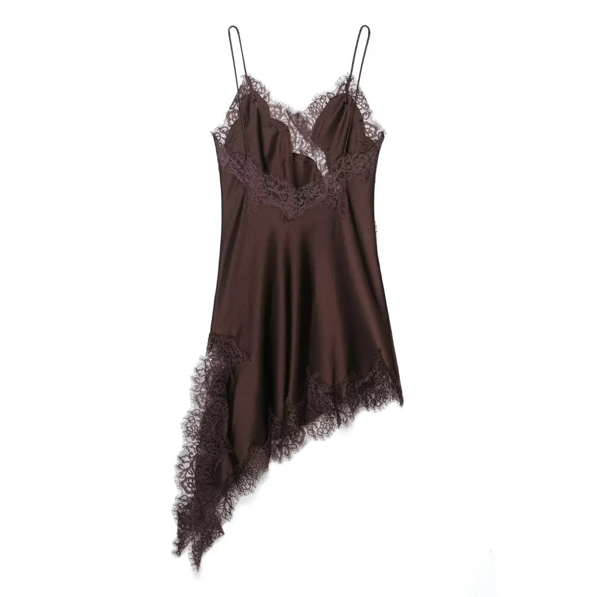 Women's Sexy Lace Splicing Mini Dress - Solid Sleeveless Asymmetrical Backless Party Sling Dress for Summer showcase 4