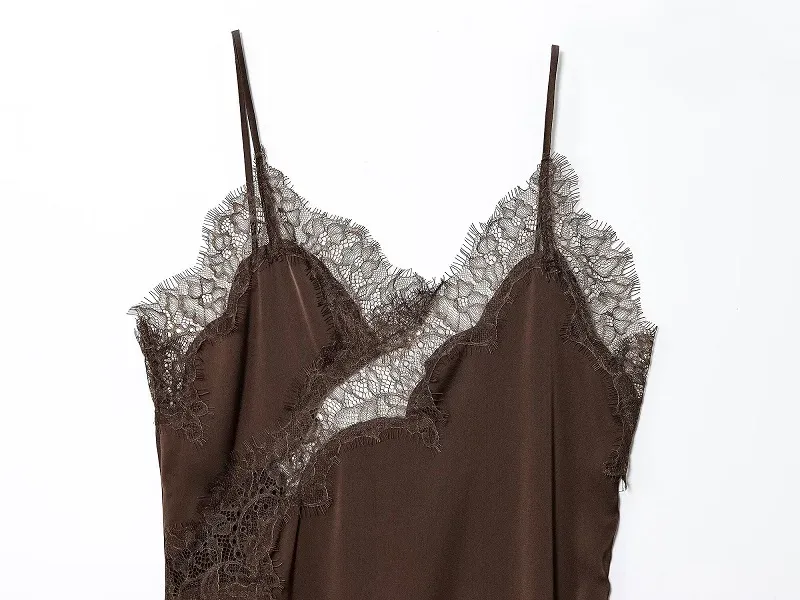 Women's Sexy Satin Lace Slip Mini Dress - Backless Asymmetric Summer Party Beach Dress showcase 10