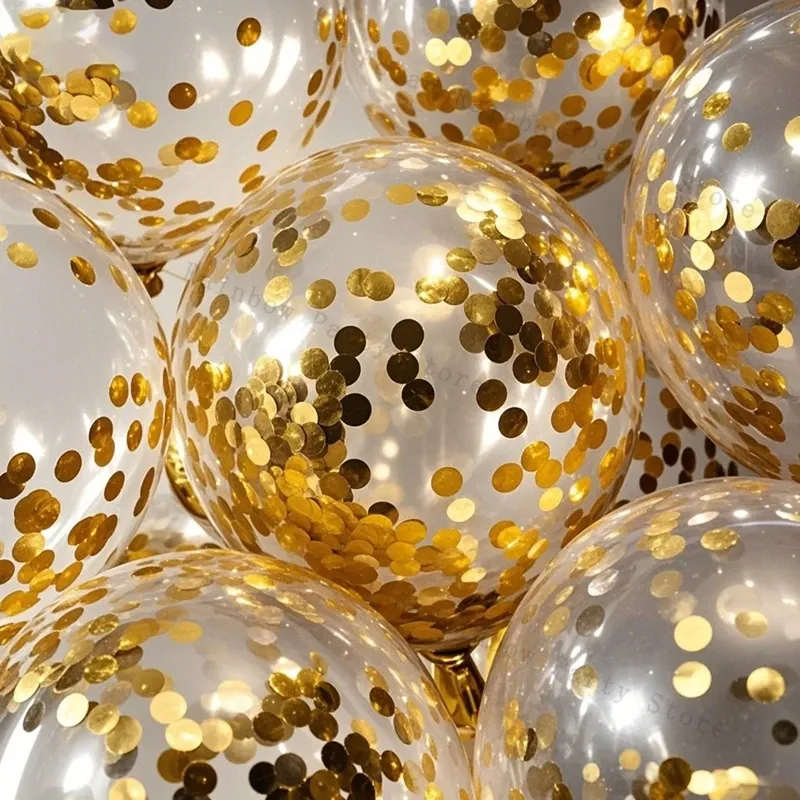 100pcs White & Gold Pastel Balloons - 10/12 Inch Latex Confetti Balloons for Birthday, Wedding, Anniversary Party Decorations thumbnail 3