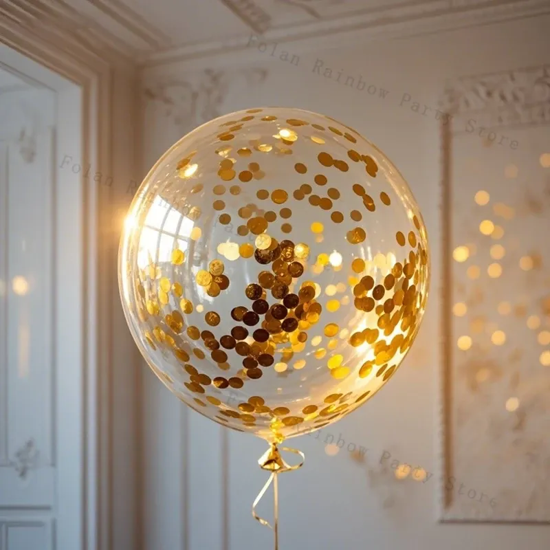 100pcs White & Gold Pastel Balloons - 10/12 Inch Latex Confetti Balloons for Birthday, Wedding, Anniversary Party Decorations thumbnail 5