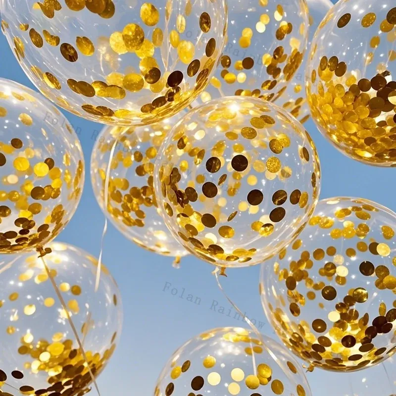 100pcs White & Gold Pastel Balloons - 10/12 Inch Latex Confetti Balloons for Birthday, Wedding, Anniversary Party Decorations showcase 3