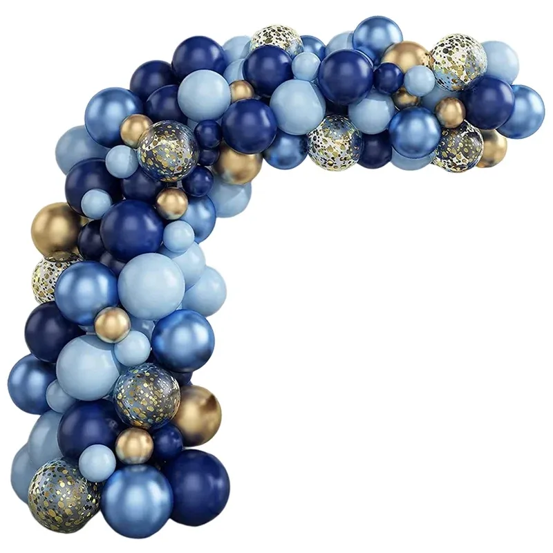 Blue Metallic Balloons Garland Arch Kit with Gold Confetti - Perfect for Birthday Parties, Weddings, Baby Showers, and Kids Celebrations showcase 6