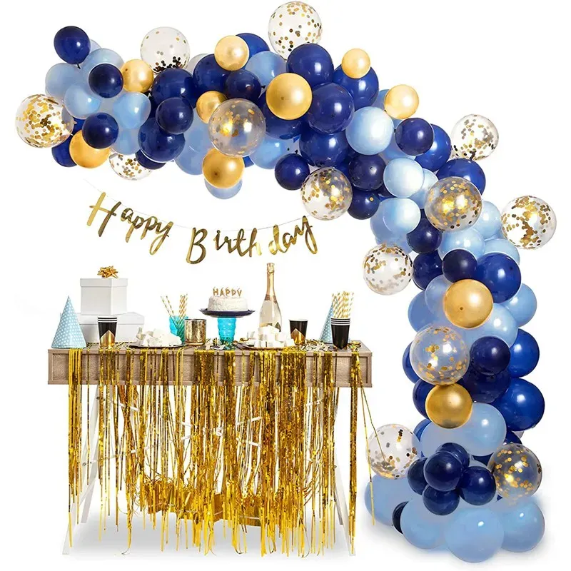 Blue Metallic Balloons Garland Arch Kit with Gold Confetti - Perfect for Birthday Parties, Weddings, Baby Showers, and Kids Celebrations showcase 4