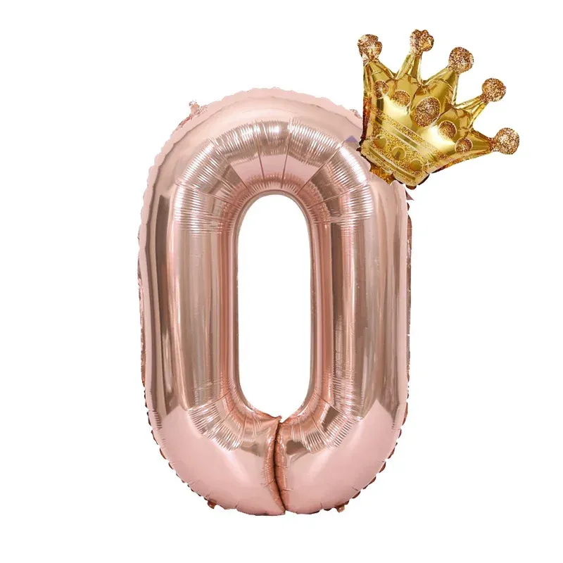 32-Inch Rose Gold Crown Digital Number Foil Balloon Set for Birthday Decorations - Available in Numbers 0-9 for Boys and Girls Party Supplies thumbnail 3