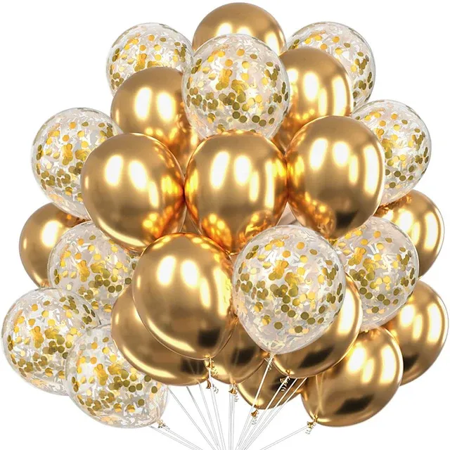 20pcs 12-Inch Metallic Chrome Confetti Latex Balloons - Perfect for Anniversaries, Weddings, Birthdays, Baby Showers, Helium Party Decorations showcase 2
