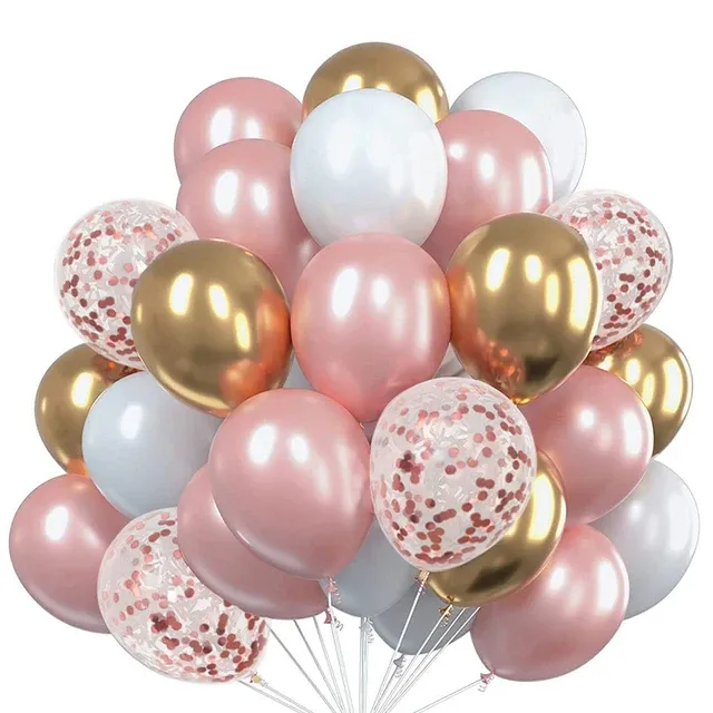 20pcs 12-Inch Metallic Chrome Confetti Latex Balloons - Perfect for Anniversaries, Weddings, Birthdays, Baby Showers, Helium Party Decorations showcase 5
