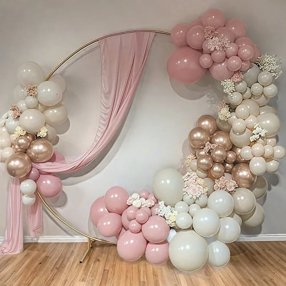 Macaron Pink Retro Sand White Champagne Gold Balloon Arch Garland Kit for Birthday Party Wedding Anniversary Valentine's Day Decorations thumbnail 3