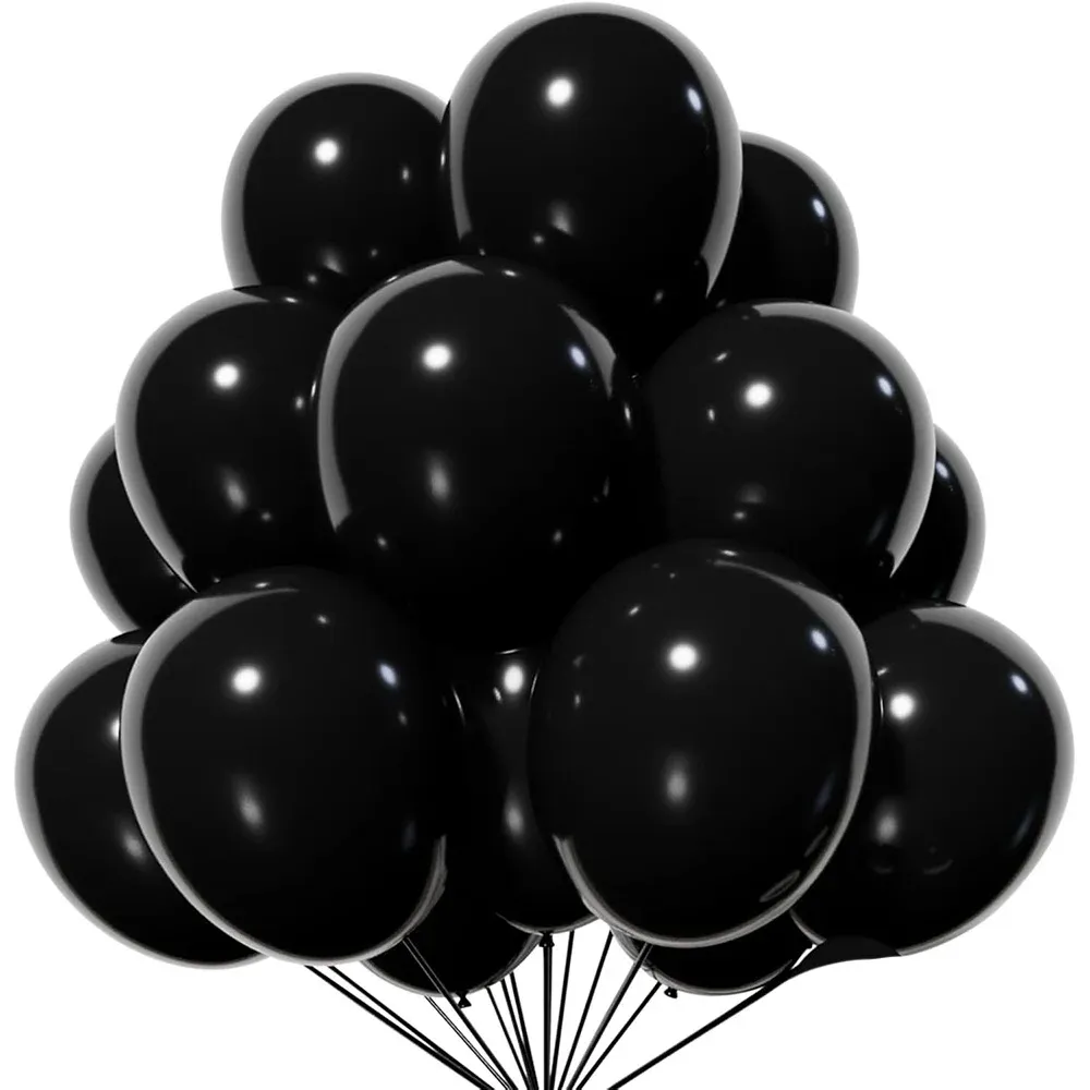 12 Inch Black Latex Balloons - Pack of 5-100 - Ideal for Weddings, Birthdays, Baby Showers, Anniversaries & Party Decorations thumbnail 1