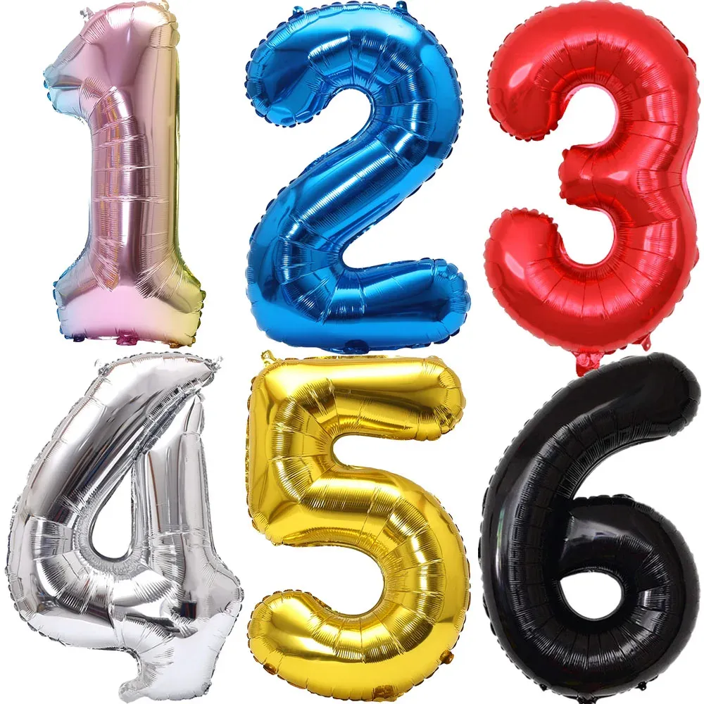 32-Inch Rainbow Gradient Number Foil Balloon - Perfect for Kids Birthday Parties, Baby Showers, Bridal Showers & Celebrations - Choose Your Number 0-9 thumbnail 1