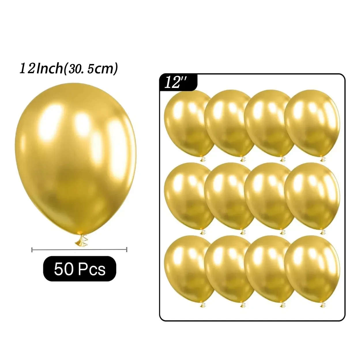 50pcs Chrome Metallic Balloons 5" 10" 12" - Happy Birthday Banner Party Decorations for Valentine's Day, Weddings, Anniversaries, Baby Showers & More showcase 11