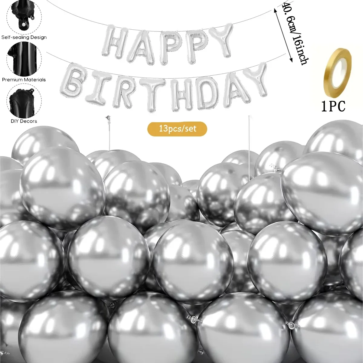50pcs Chrome Metallic Balloons 5" 10" 12" - Happy Birthday Banner Party Decorations for Valentine's Day, Weddings, Anniversaries, Baby Showers & More showcase 6
