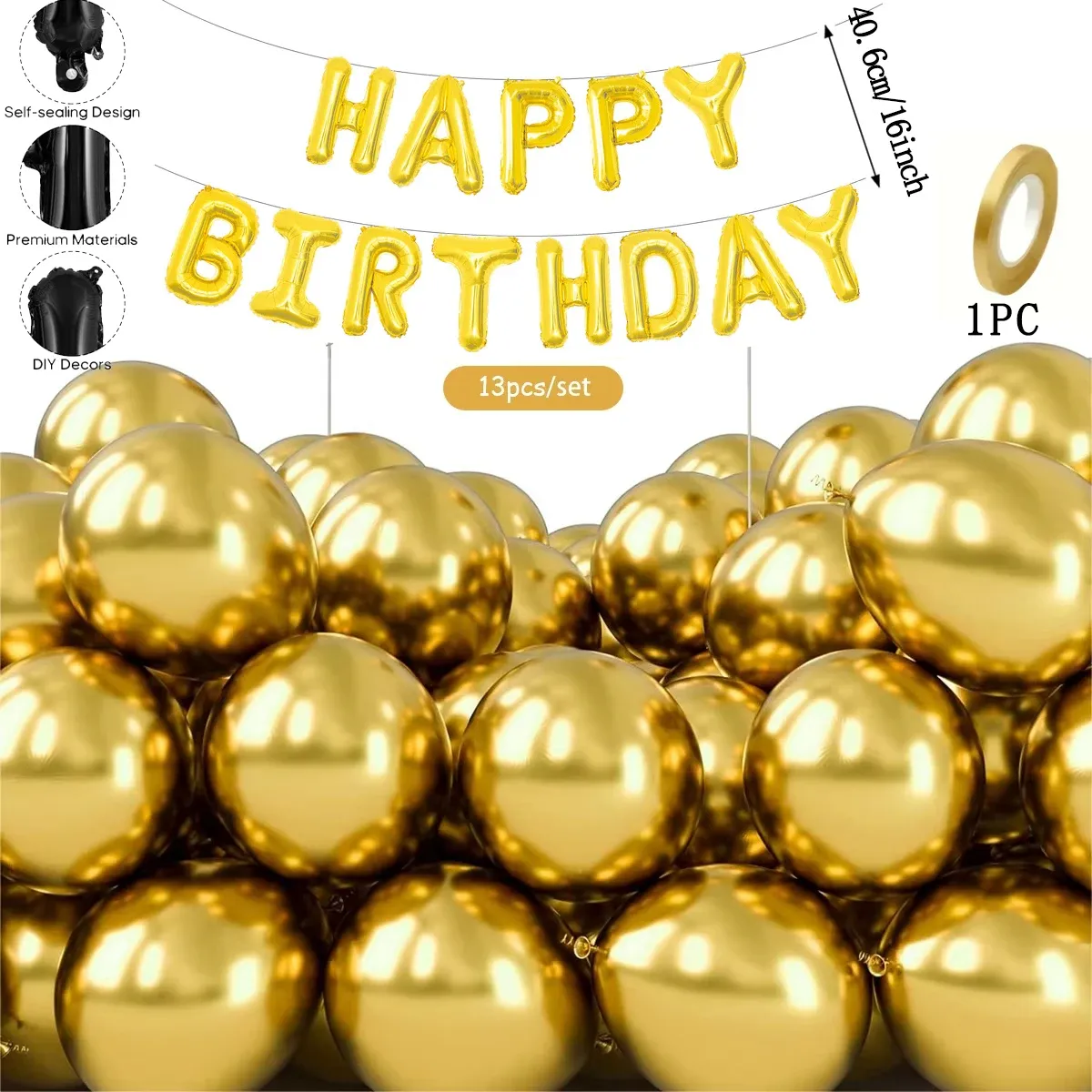 50pcs Chrome Metallic Balloons 5" 10" 12" - Happy Birthday Banner Party Decorations for Valentine's Day, Weddings, Anniversaries, Baby Showers & More showcase 5