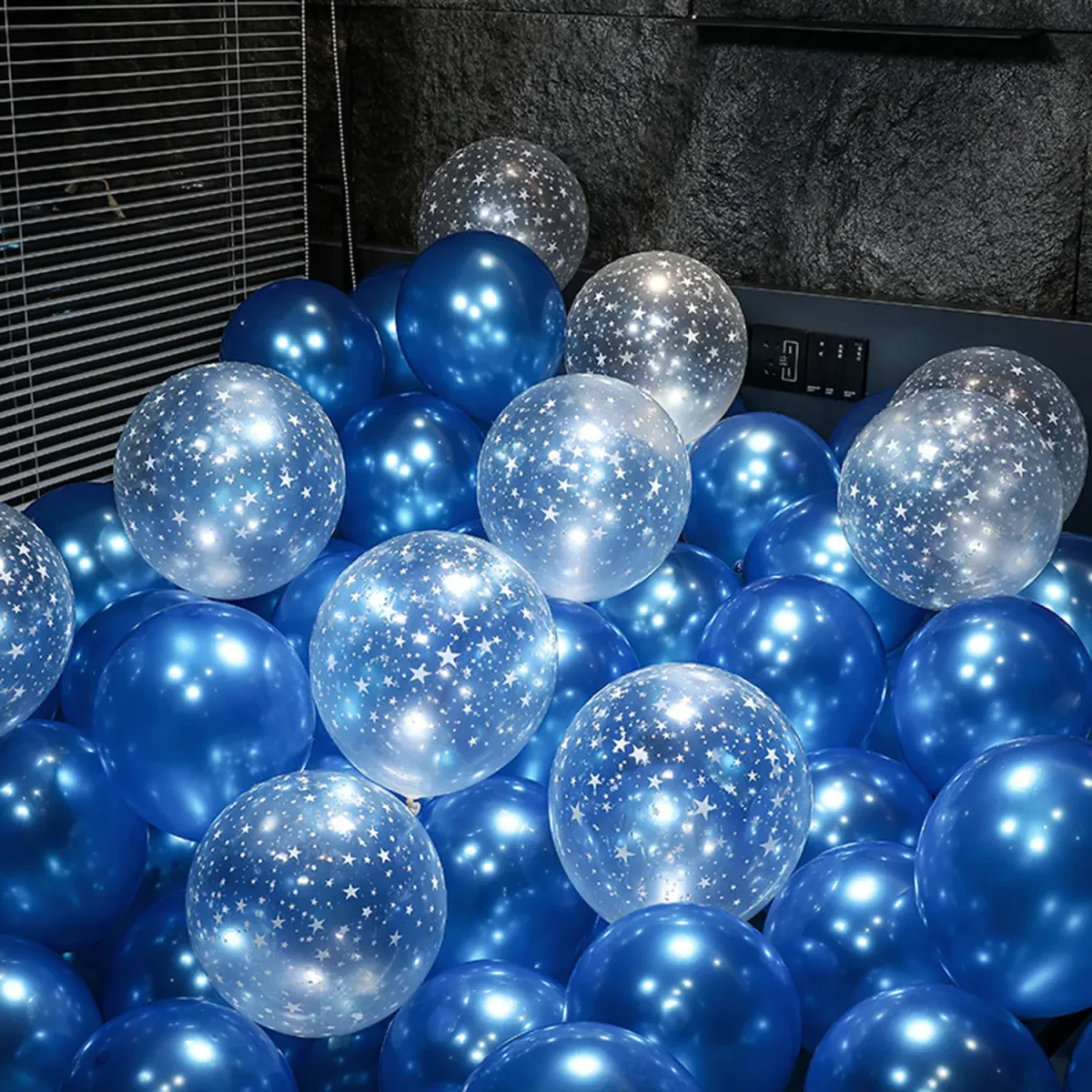 20 Pcs Pearl Blue Transparent Starry Sky Latex Balloons - Ideal for Birthday, Wedding, Graduation Party Decorations, Helium Compatible showcase 2