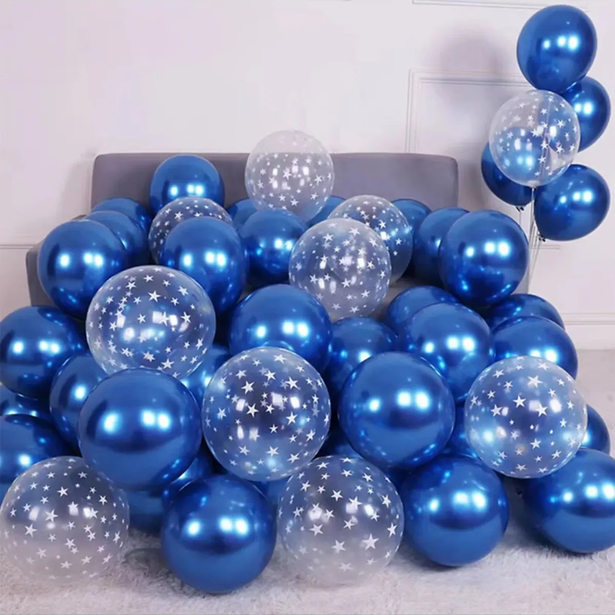 20 Pcs Pearl Blue Transparent Starry Sky Latex Balloons - Ideal for Birthday, Wedding, Graduation Party Decorations, Helium Compatible showcase 3
