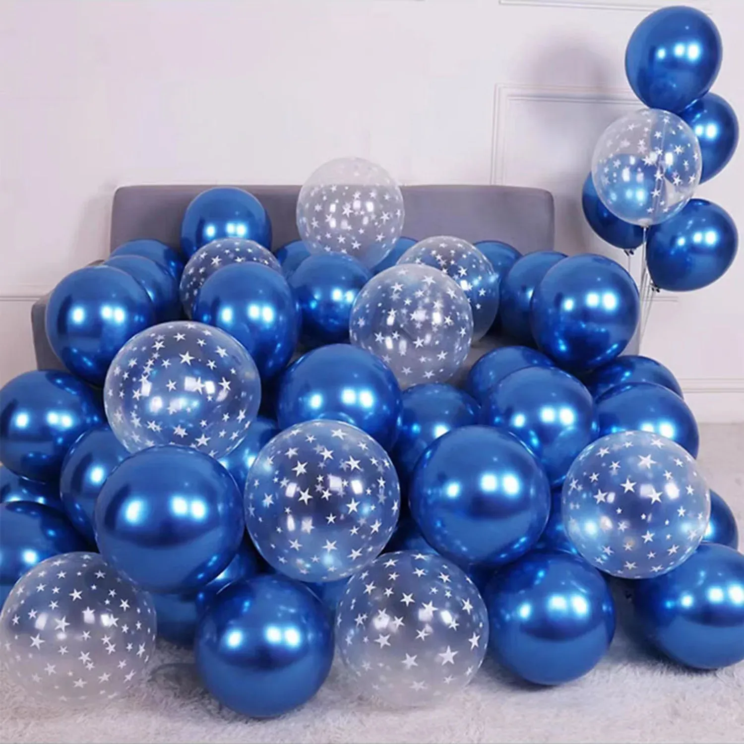 20 Pcs Pearl Blue Transparent Starry Sky Latex Balloons - Ideal for Birthday, Wedding, Graduation Party Decorations, Helium Compatible thumbnail 2