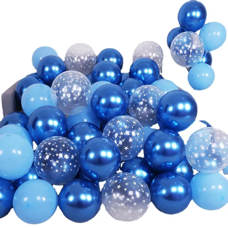 20 Pcs Pearl Blue Transparent Starry Sky Latex Balloons - Ideal for Birthday, Wedding, Graduation Party Decorations, Helium Compatible thumbnail 6