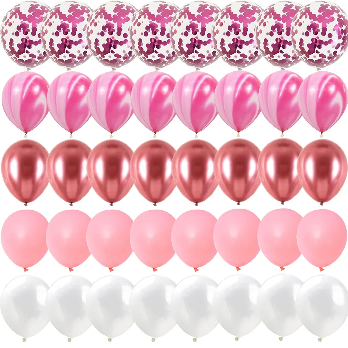 40 Pcs Blue Agate Marble Balloons Set with Silver Confetti - Perfect for Weddings, Valentine's Day, Baby Showers, and Birthday Parties thumbnail 2