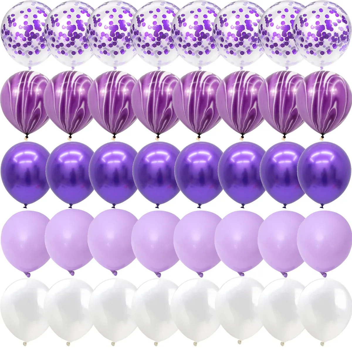 40 Pcs Blue Agate Marble Balloons Set with Silver Confetti - Perfect for Weddings, Valentine's Day, Baby Showers, and Birthday Parties thumbnail 3