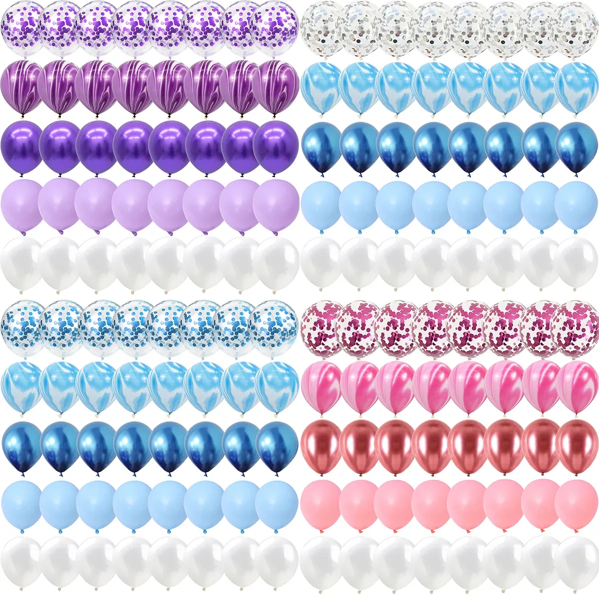 40 Pcs Blue Agate Marble Balloons Set with Silver Confetti - Perfect for Weddings, Valentine's Day, Baby Showers, and Birthday Parties showcase 7