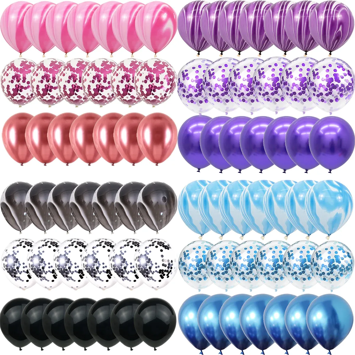 40 Pcs Blue Agate Marble Balloons Set with Silver Confetti - Perfect for Weddings, Valentine's Day, Baby Showers, and Birthday Parties showcase 8