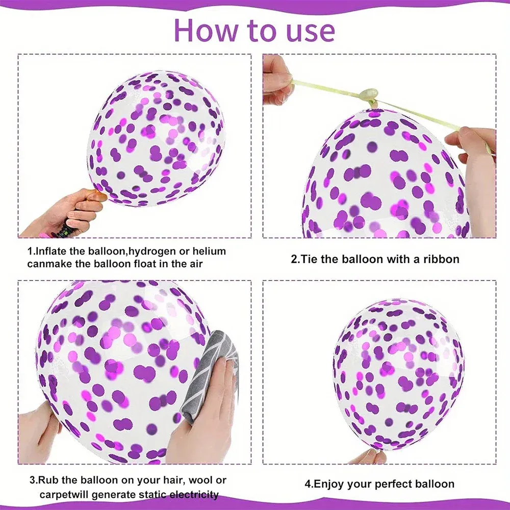 50pcs 10-Inch Latex Balloon Set - Macaron Pink, Purple, Metallic, Confetti - Ideal for Weddings, Birthdays, Anniversaries, Party Decorations showcase 7