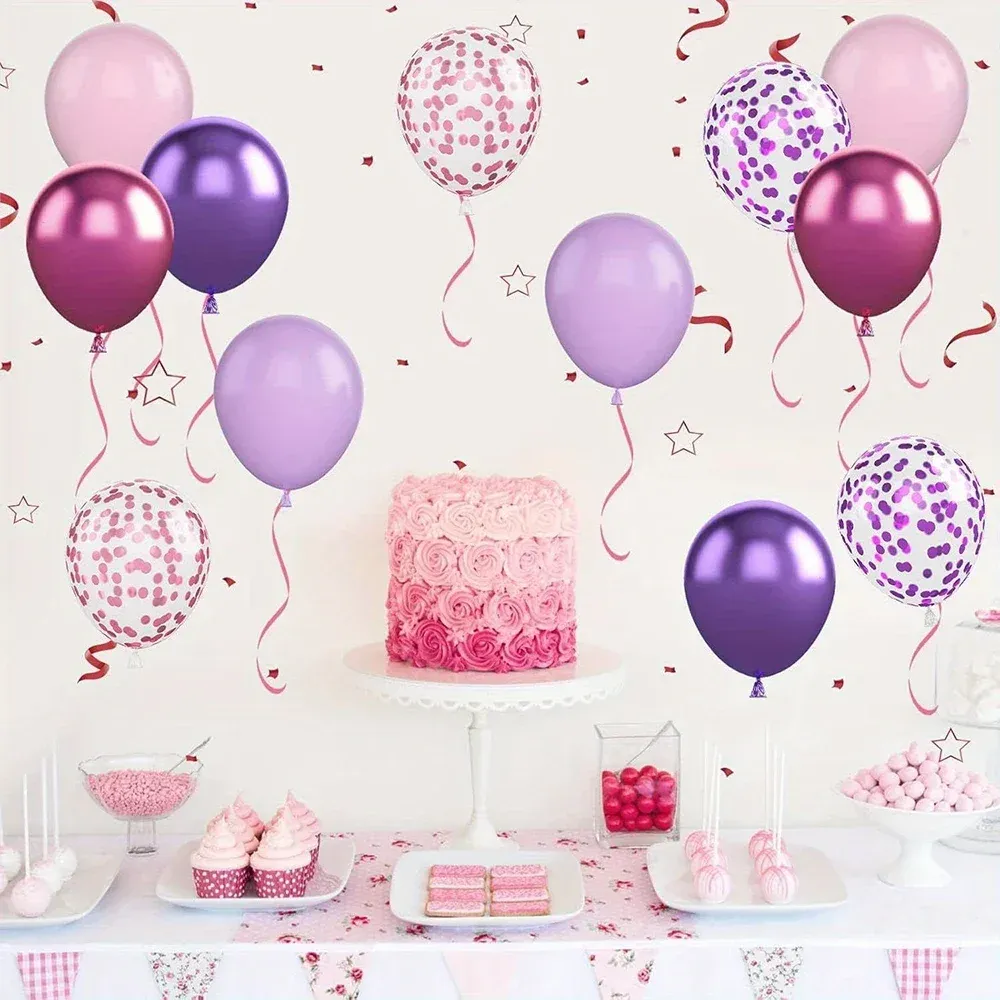 50pcs 10-Inch Latex Balloon Set - Macaron Pink, Purple, Metallic, Confetti - Ideal for Weddings, Birthdays, Anniversaries, Party Decorations showcase 3