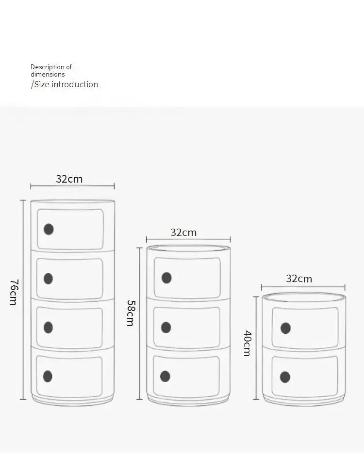 Nordic Modern Round Bedside Table with Multi-Layer Storage Cabinet - ABS Material, Sliding Door, 60kg Load Capacity, Ideal for Bedroom & Living Room showcase 18