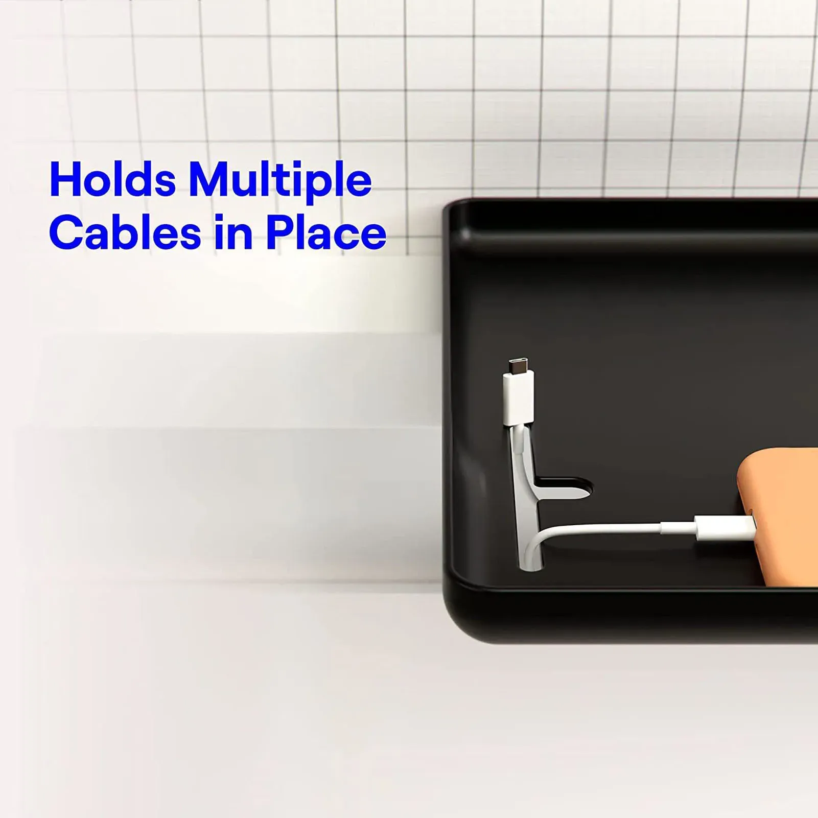 Space-Saving Bedside Shelf with Cable Management - T-Shaped Nightstand Tray for Dorms & Small Rooms, Holds Laptops & Essentials thumbnail 4