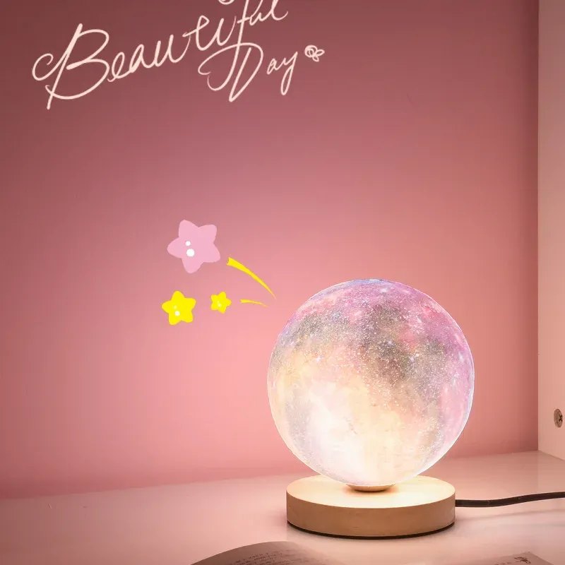 3D Moon Lamp Night Light for Bedroom & Living Room - USB Plug-in Decorative Table Stand Light for Home Decor - Image 4