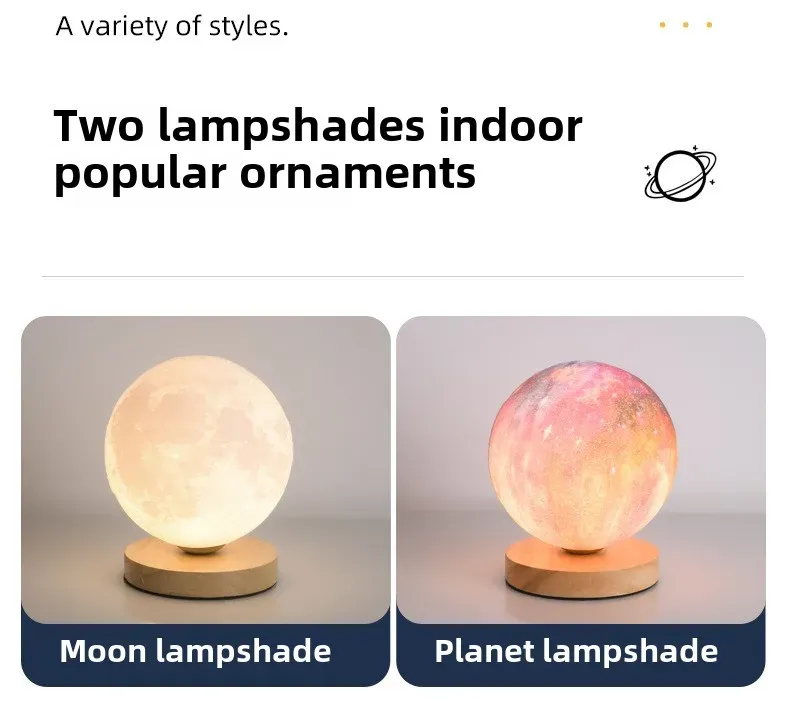 3D Moon Lamp Night Light for Bedroom & Living Room - USB Plug-in Decorative Table Stand Light for Home Decor showcase 5