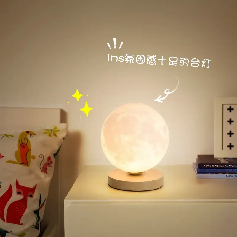 3D Moon Lamp Night Light for Bedroom & Living Room - USB Plug-in Decorative Table Stand Light for Home Decor - Image 3