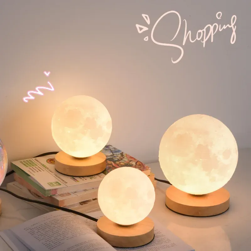 3D Moon Lamp Night Light for Bedroom & Living Room - USB Plug-in Decorative Table Stand Light for Home Decor - Image 1