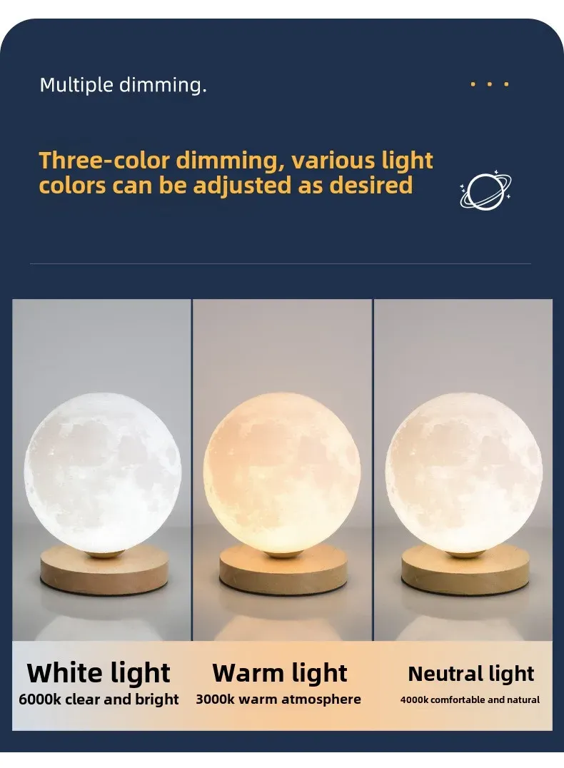 3D Moon Lamp Night Light for Bedroom & Living Room - USB Plug-in Decorative Table Stand Light for Home Decor showcase 6