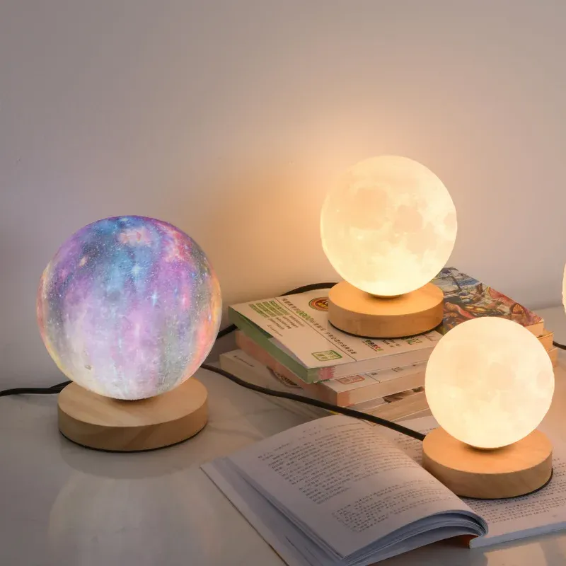 3D Moon Lamp Night Light for Bedroom & Living Room - USB Plug-in Decorative Table Stand Light for Home Decor - Image 2