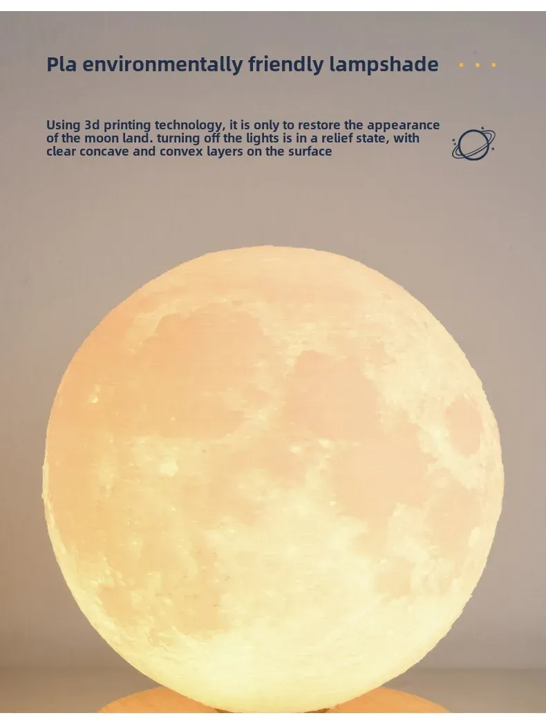 3D Moon Lamp Night Light for Bedroom & Living Room - USB Plug-in Decorative Table Stand Light for Home Decor showcase 20