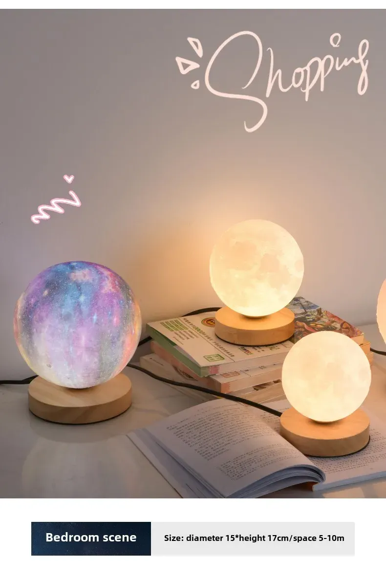 3D Moon Lamp Night Light for Bedroom & Living Room - USB Plug-in Decorative Table Stand Light for Home Decor showcase 10