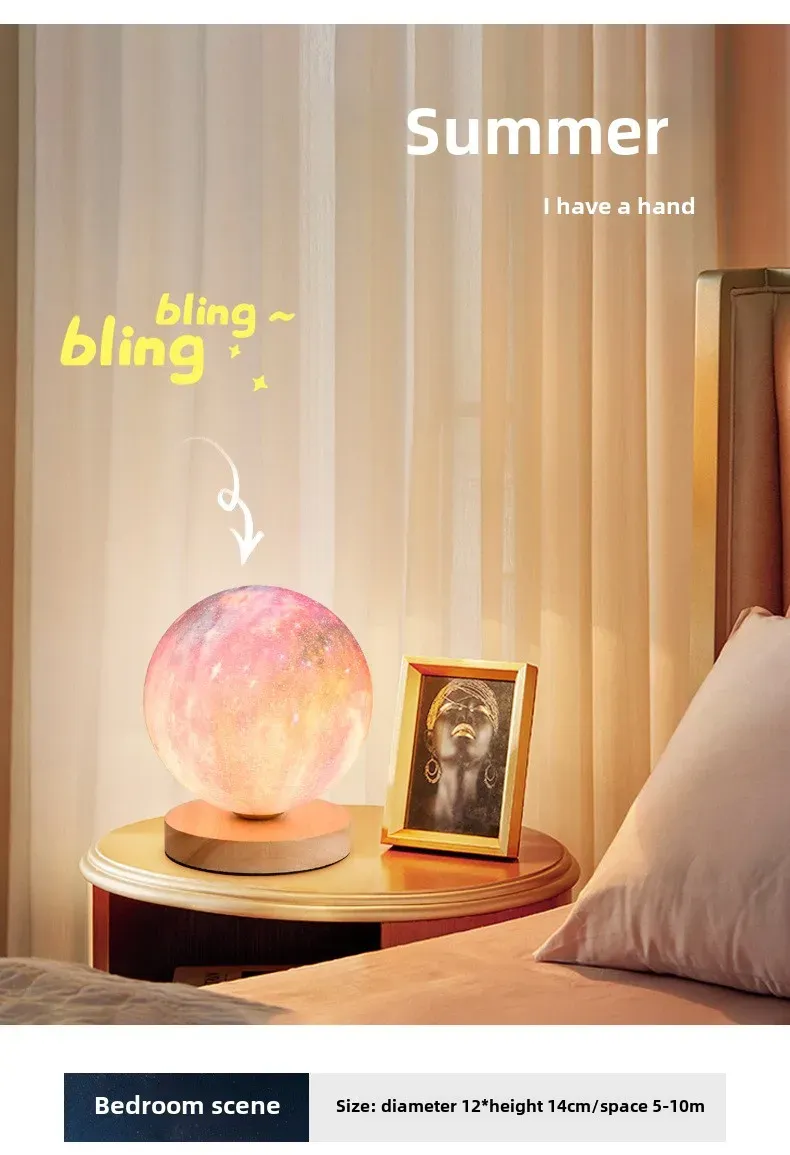 3D Moon Lamp Night Light for Bedroom & Living Room - USB Plug-in Decorative Table Stand Light for Home Decor showcase 11