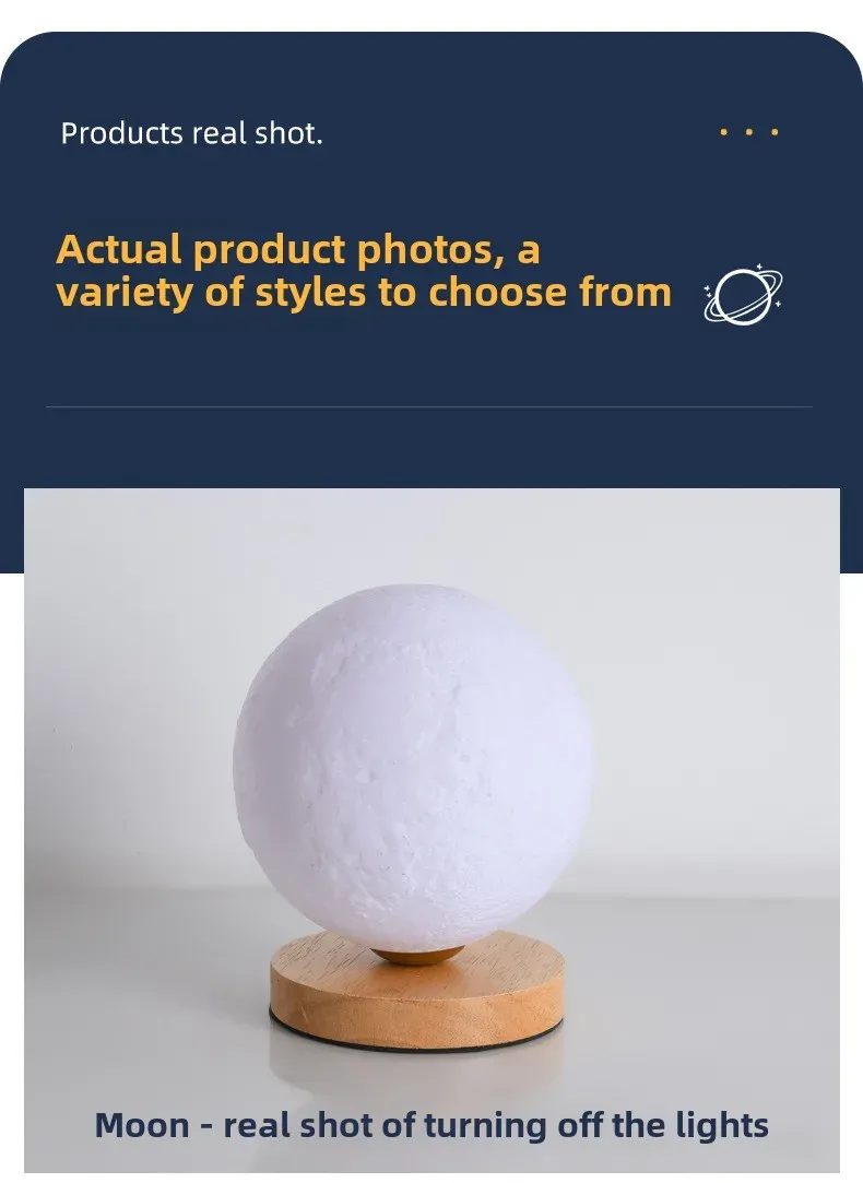 3D Moon Lamp Night Light for Bedroom & Living Room - USB Plug-in Decorative Table Stand Light for Home Decor showcase 13