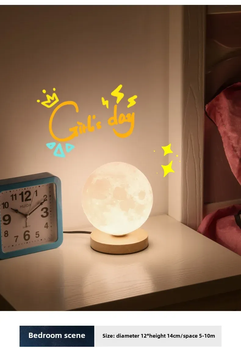 3D Moon Lamp Night Light for Bedroom & Living Room - USB Plug-in Decorative Table Stand Light for Home Decor showcase 9