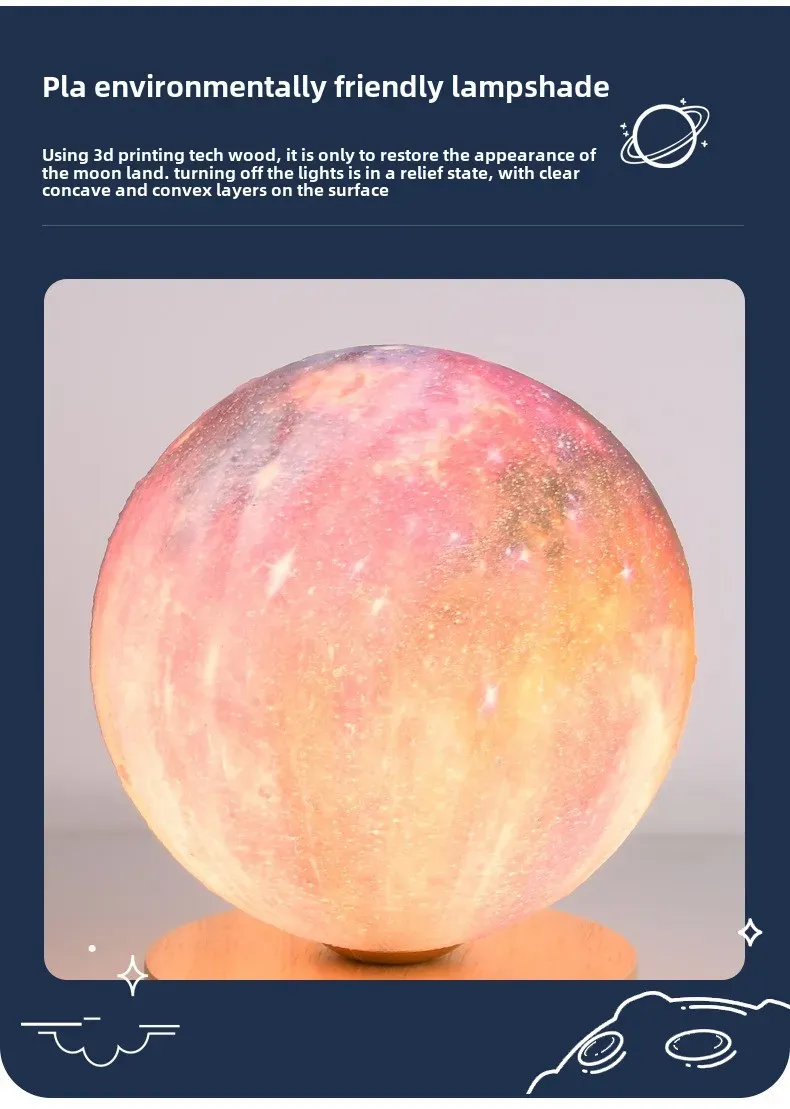 3D Moon Lamp Night Light for Bedroom & Living Room - USB Plug-in Decorative Table Stand Light for Home Decor showcase 3