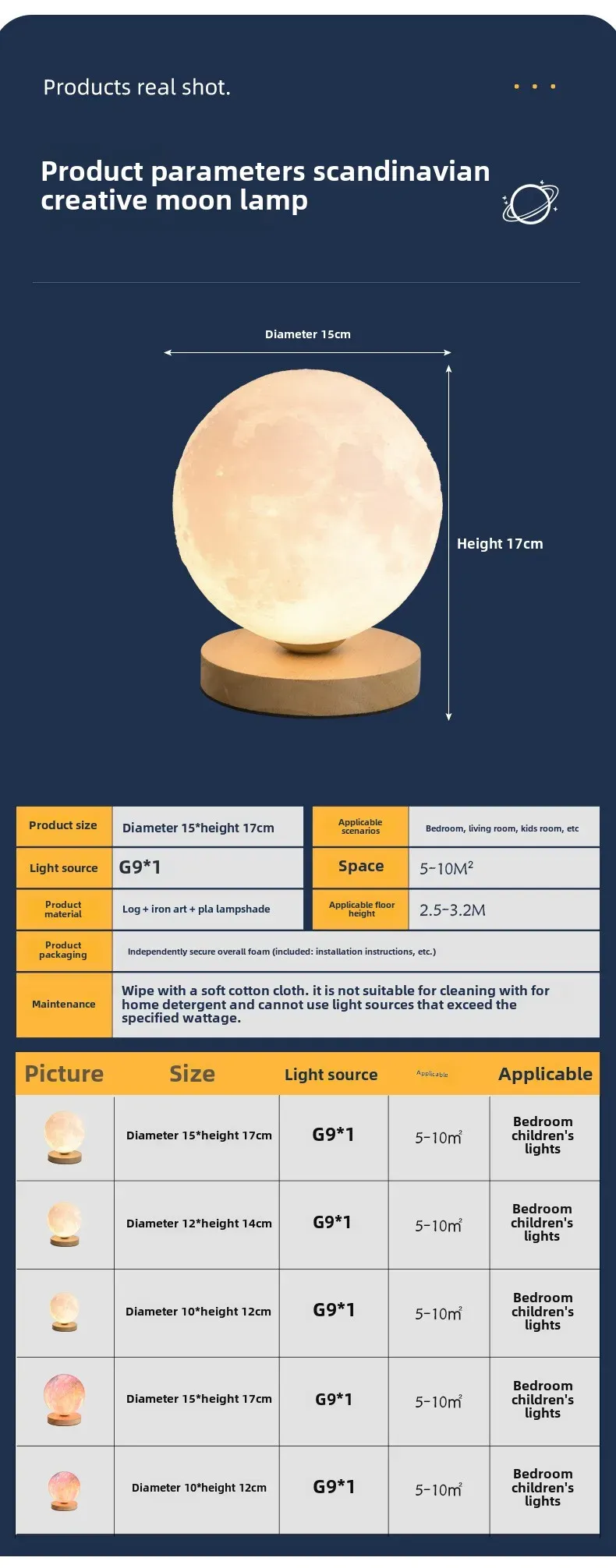 3D Moon Lamp Night Light for Bedroom & Living Room - USB Plug-in Decorative Table Stand Light for Home Decor showcase 18