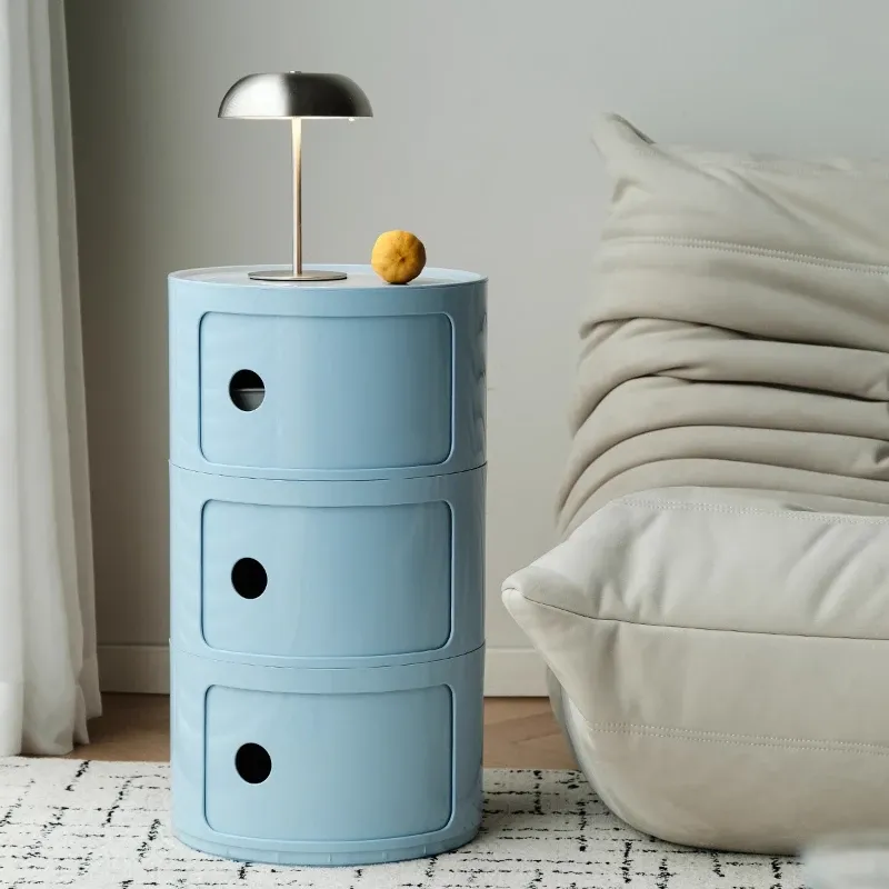 Nordic Style White Round Bedside Cabinet - Modern Minimalist Small Nightstand with Creative Design, Portable for Bedroom Furniture thumbnail 4