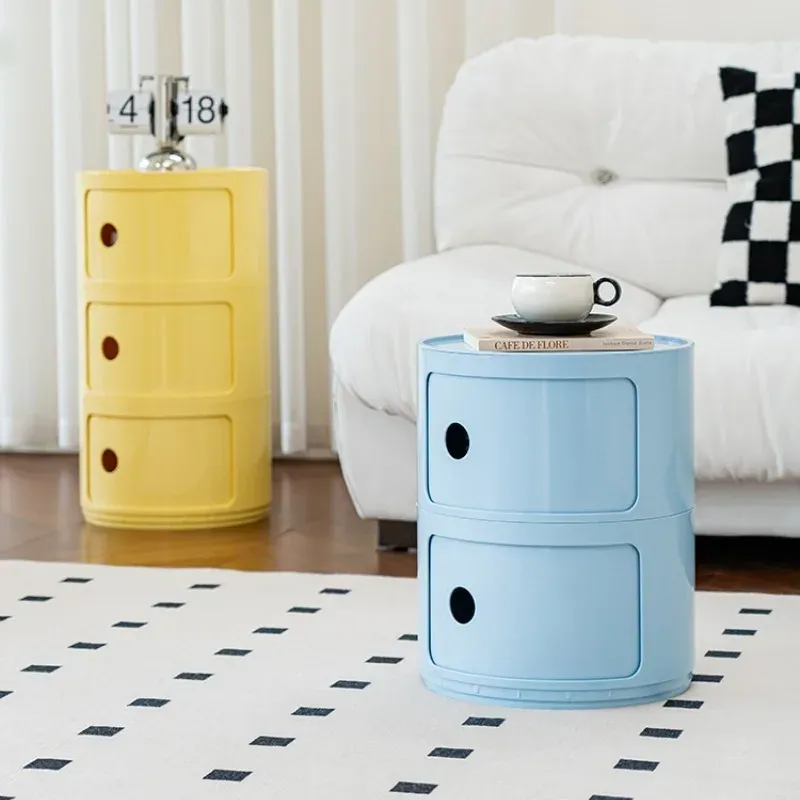 Nordic Style White Round Bedside Cabinet - Modern Minimalist Small Nightstand with Creative Design, Portable for Bedroom Furniture thumbnail 5