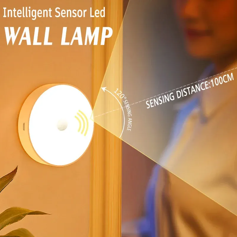 Rechargeable Motion Sensor Bedside Lamp, Warm White LED Night Light with Magnetic Mount, USB Powered, Energy Saving Auto-Off for Bedroom, Cabinet, Stairs, Hallway thumbnail 1