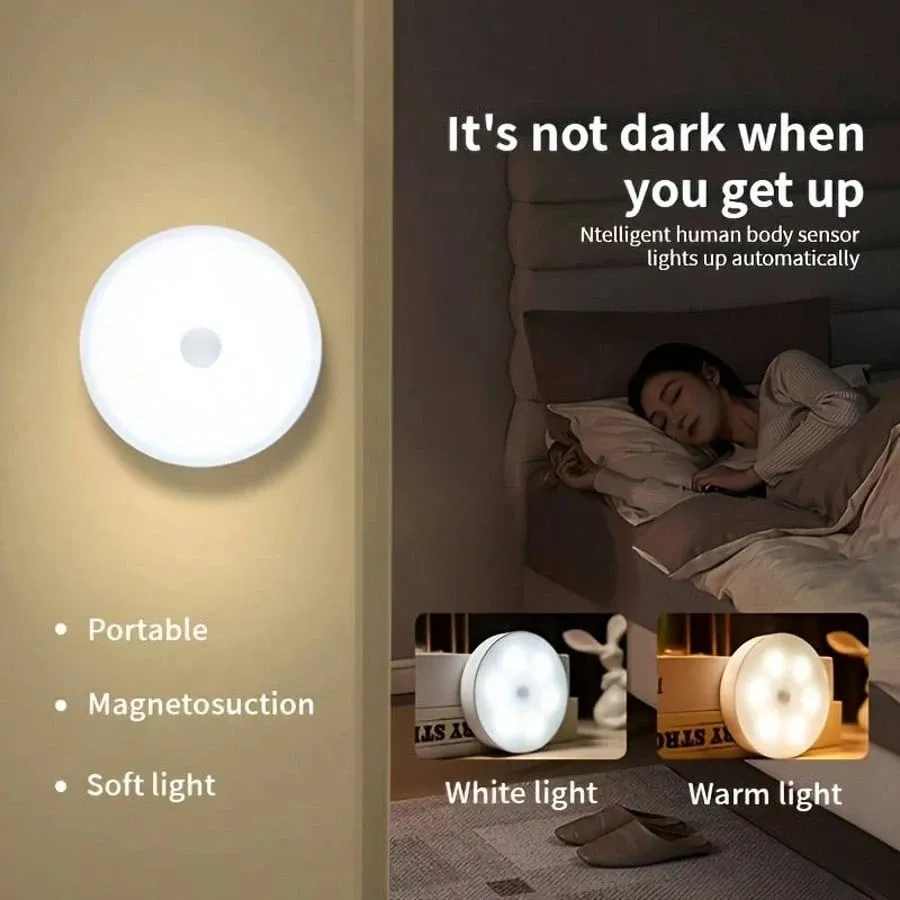 Rechargeable Motion Sensor Bedside Lamp, Warm White LED Night Light with Magnetic Mount, USB Powered, Energy Saving Auto-Off for Bedroom, Cabinet, Stairs, Hallway showcase 12