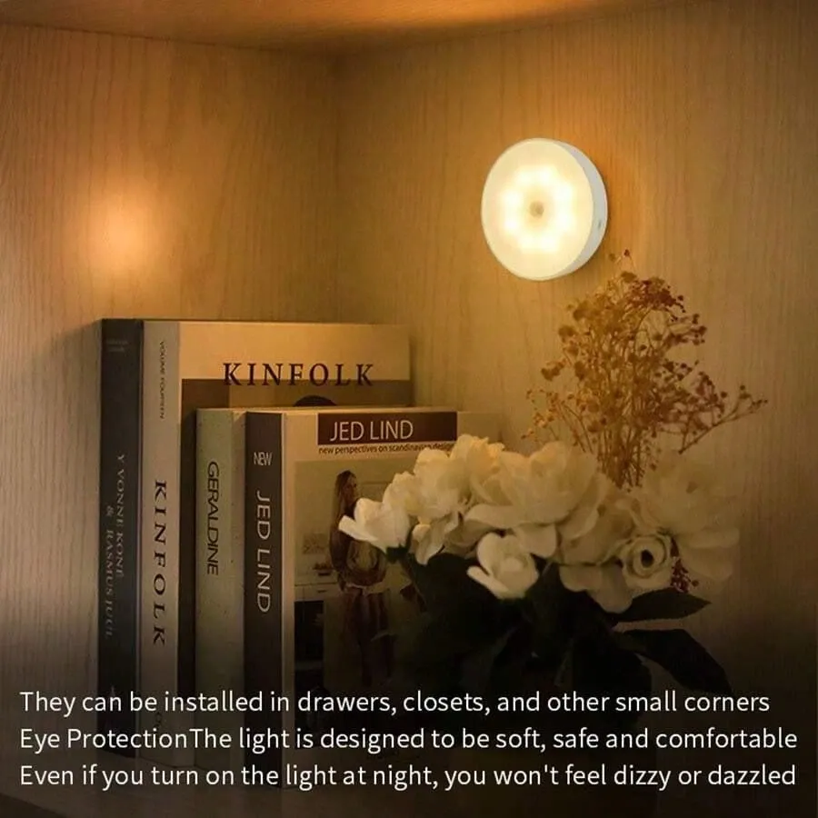 Rechargeable Motion Sensor Bedside Lamp, Warm White LED Night Light with Magnetic Mount, USB Powered, Energy Saving Auto-Off for Bedroom, Cabinet, Stairs, Hallway thumbnail 2