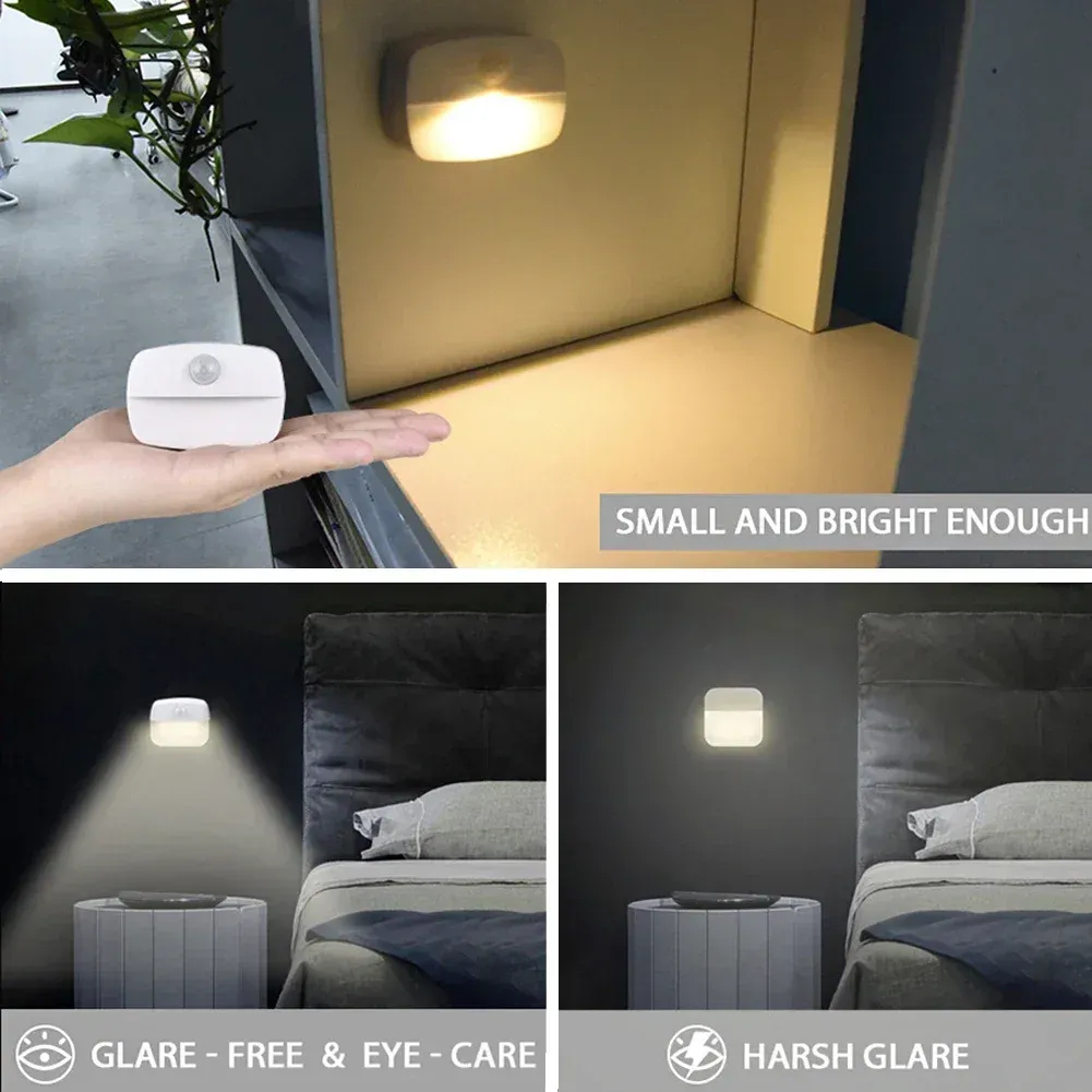 Rechargeable Motion Sensor Bedside Lamp, Warm White LED Night Light with Magnetic Mount, USB Powered, Energy Saving Auto-Off for Bedroom, Cabinet, Stairs, Hallway showcase 33