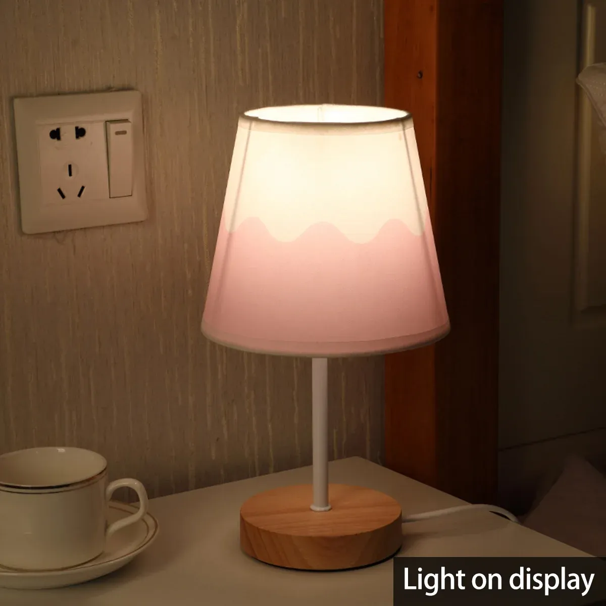 Modern USB Powered Wooden Table Lamp with Linen Lampshade, Warm White LED Light, Perfect for Bedroom, Nightstand, Home Decor thumbnail 3